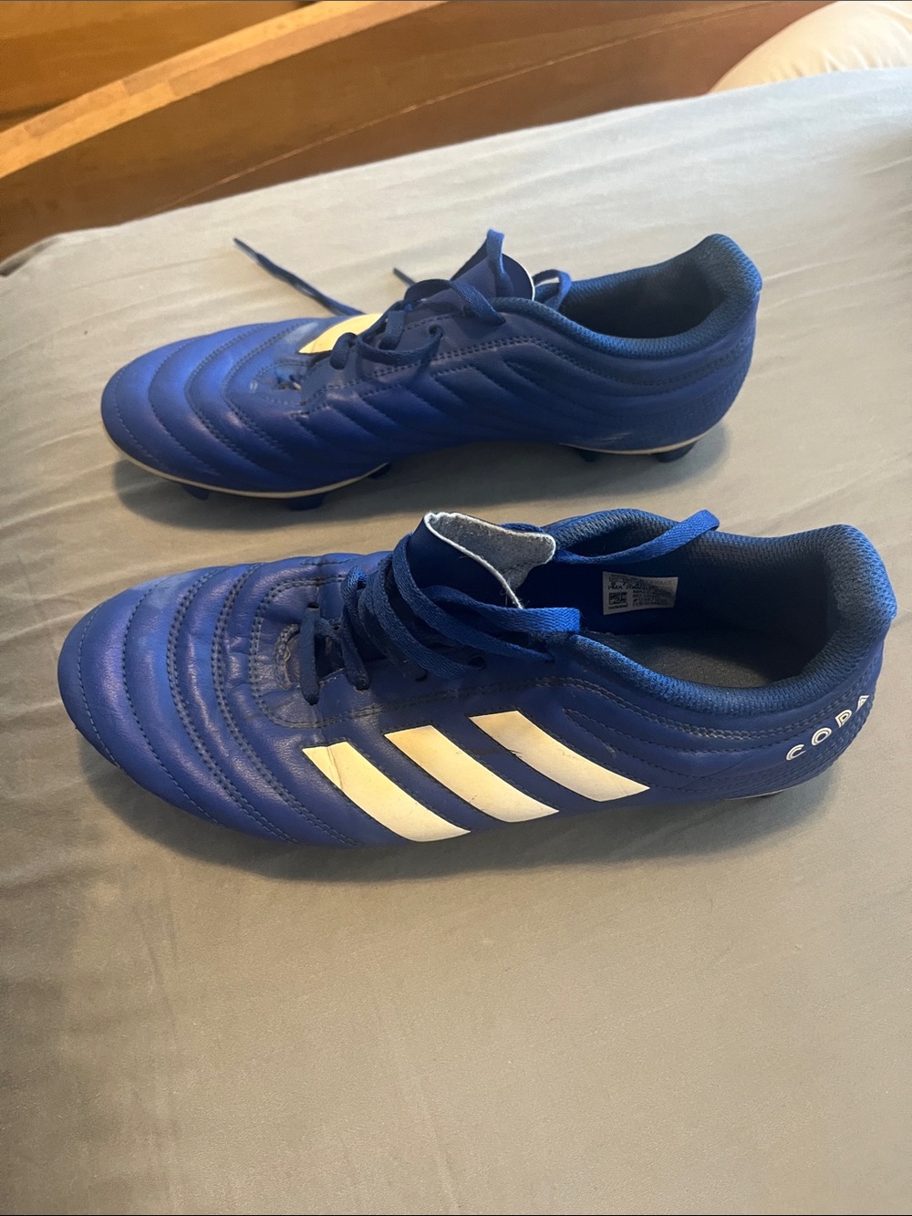 adidas Blue Mens Soccer Cleats with White Stripes
